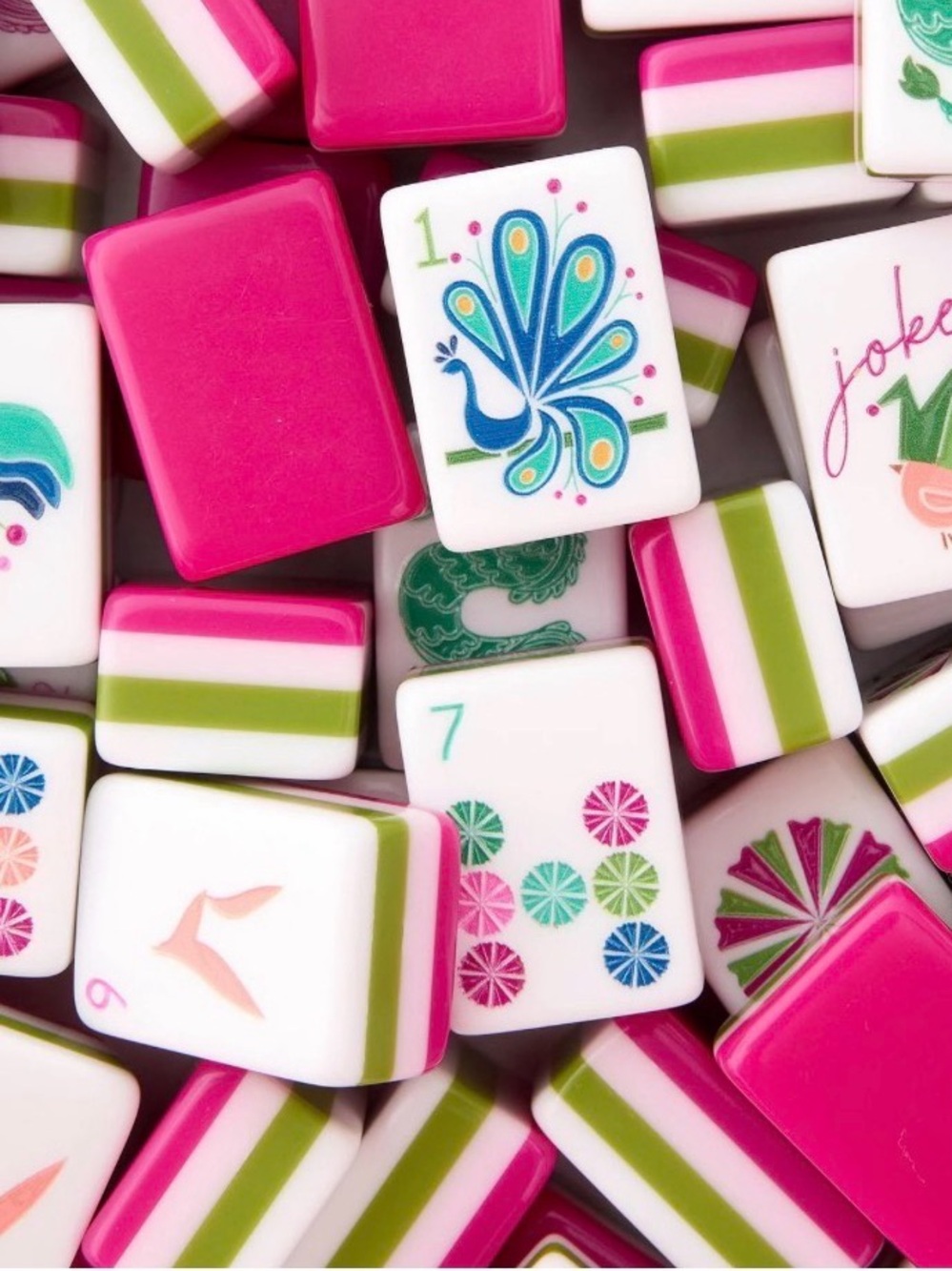 Candy Pink Mahjong Tiles and Tile Bag 🌷